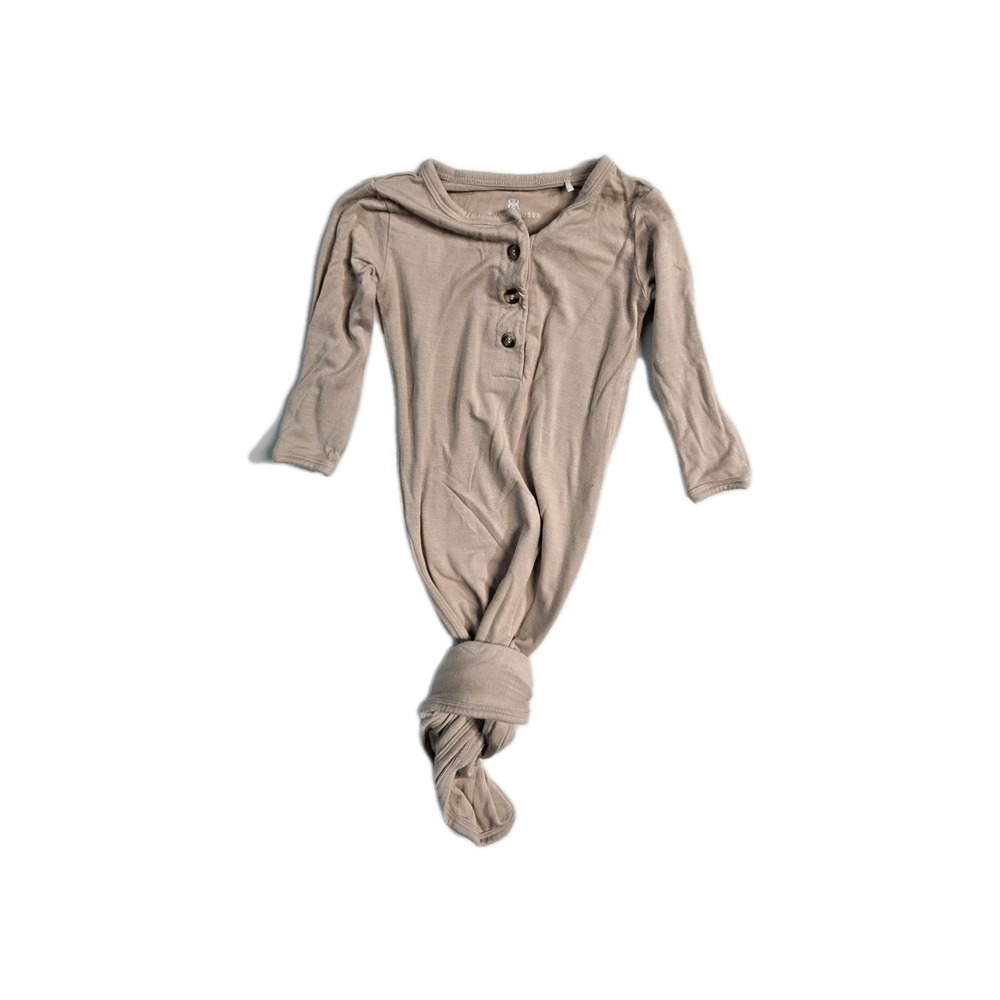 Bums & Roses NATURAL Bamboo Knotted Gown with Buttons NB-3 M Beige